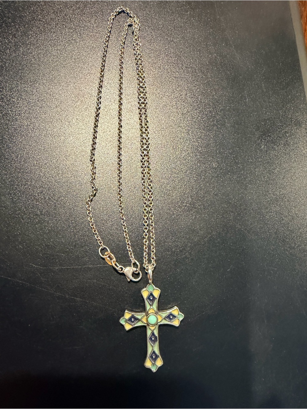 James Avery Enamel Byzantine Cross Pendant with cable chain
